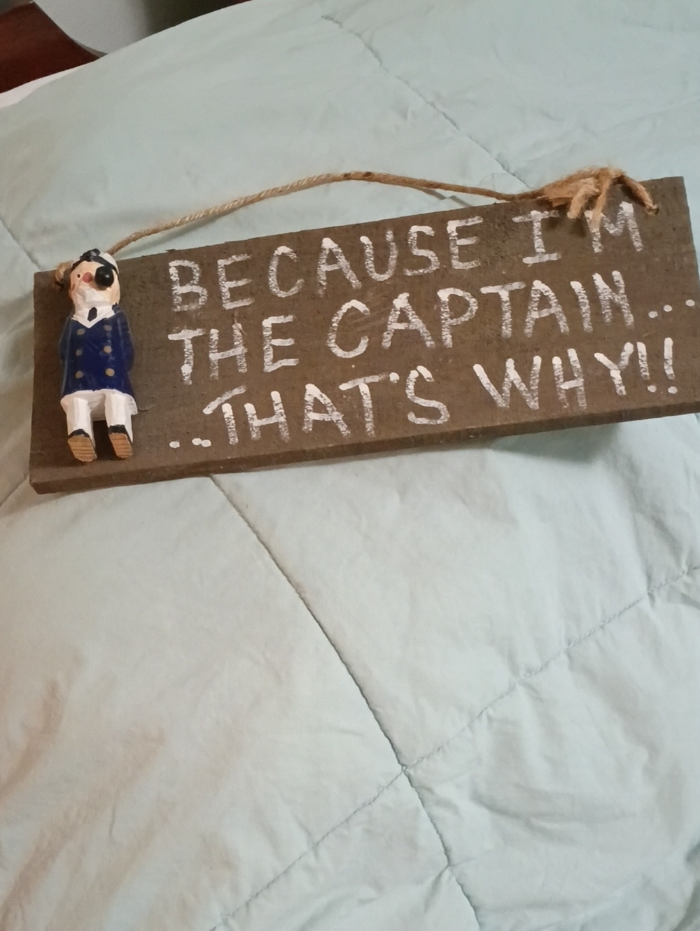 Nautical 'Because I'm The Captain' Rustic Wood Wall Sign - Brown